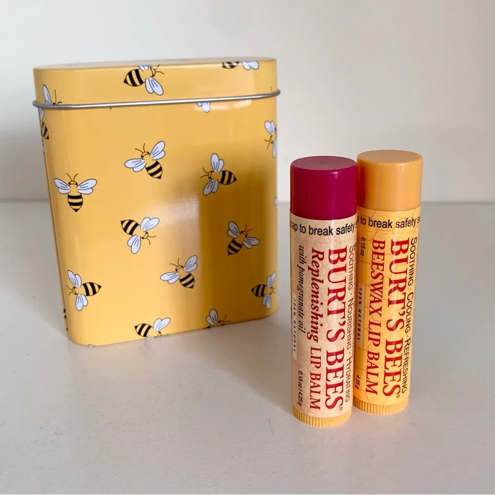 Burts bees chapstick tin case set